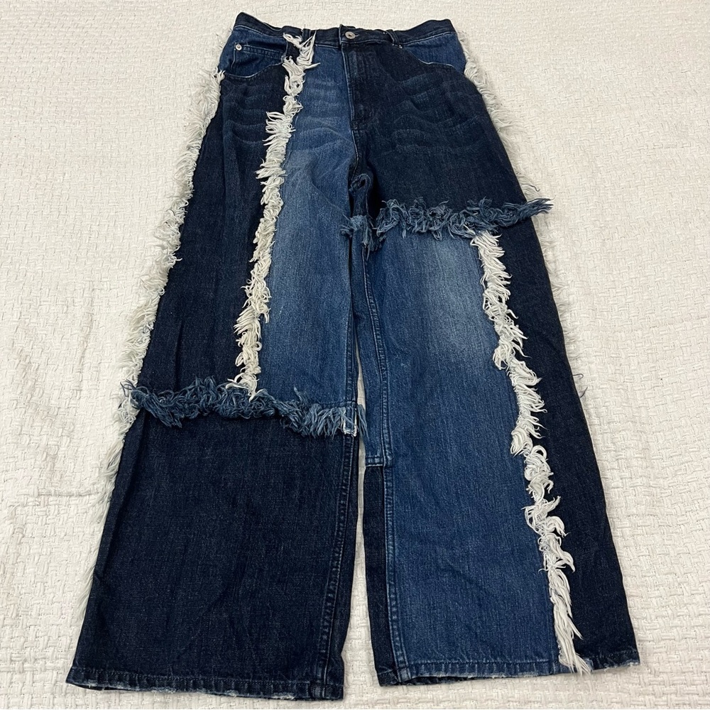 Vintage G.V.G.V. Asymmetrical Patchwork Fringe Jeans Women’s 38 Avant Garde